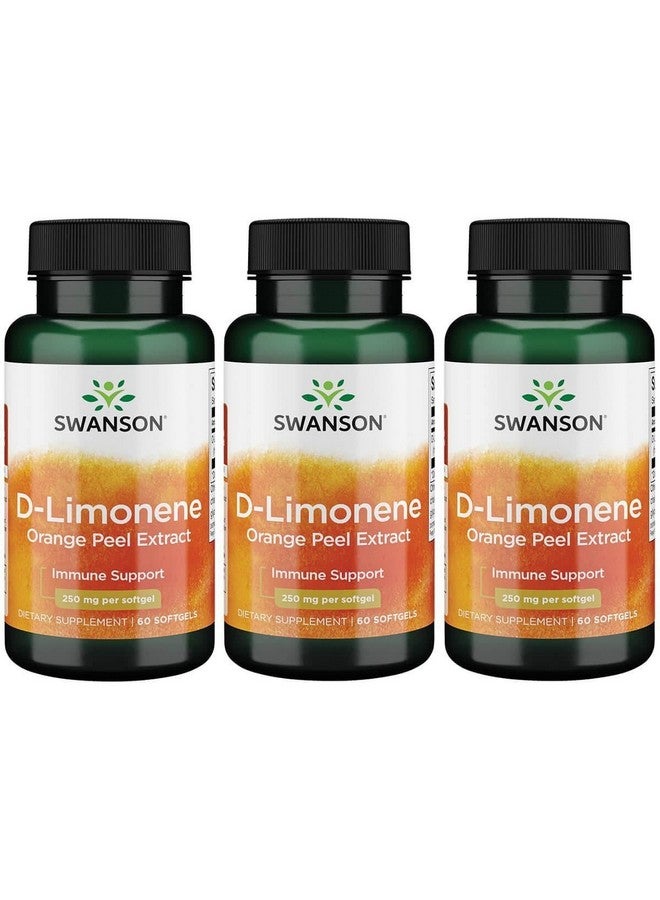Swanson D-Limonene - Orange Peel Extract Supplement Promoting Cellular Health - High Potency Formula Supporting Health Defense - (60 Capsules, 250mg Each) (3 Pack)