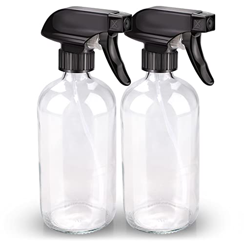 Bontip Glass Spray Bottle, Clear Glass Spray Bottle Set & Accessories Refillable for Plants Window Cleaners Aromatherapy Facial Hydration Watering Flowers Hair Care (2 Pack/16 oz) (Transparent) - Image 1