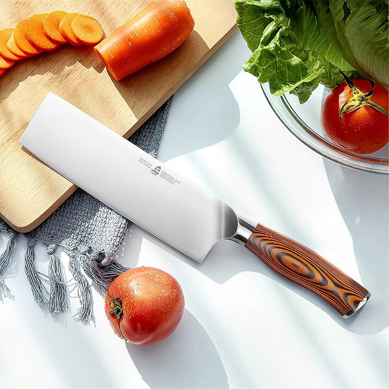TUO Nakiri Knife 6.5" Japanese Vegetable Cleaver, Chef Knife for Kitchen Vegetable Chopping, German High Carbon Stainless Steel, Ergo Pakkawood Handle - Image 2