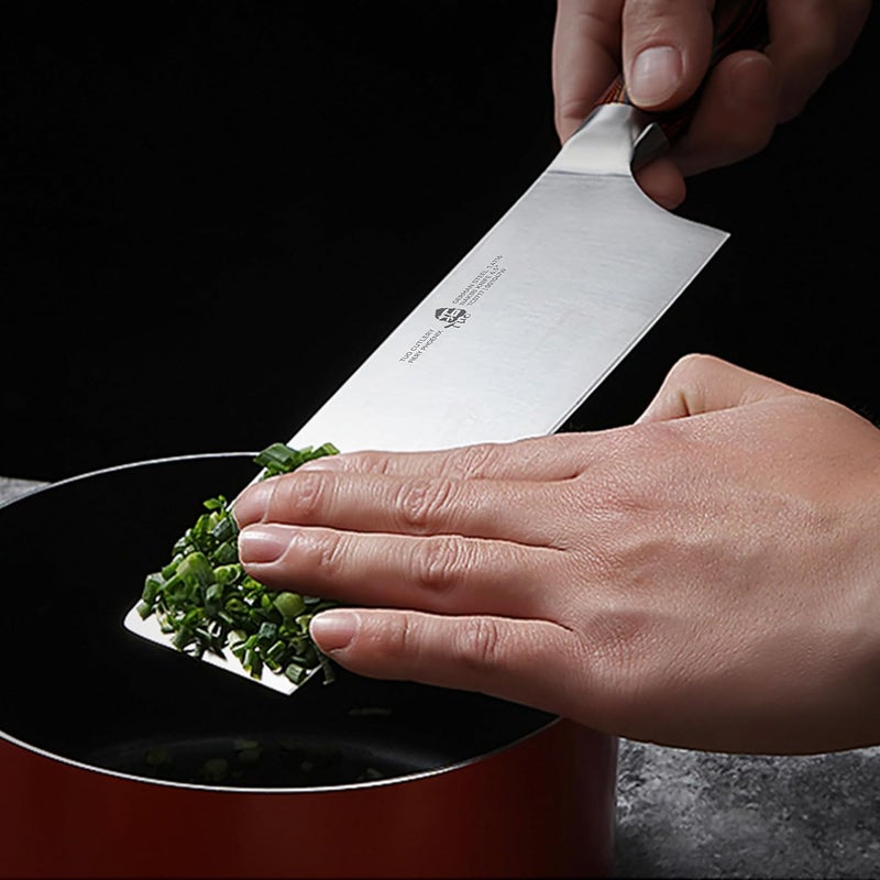 TUO Nakiri Knife 6.5" Japanese Vegetable Cleaver, Chef Knife for Kitchen Vegetable Chopping, German High Carbon Stainless Steel, Ergo Pakkawood Handle - Image 4