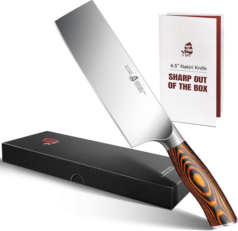 TUO Nakiri Knife 6.5" Japanese Vegetable Cleaver, Chef Knife for Kitchen Vegetable Chopping, German High Carbon Stainless Steel, Ergo Pakkawood Handle - Image 1