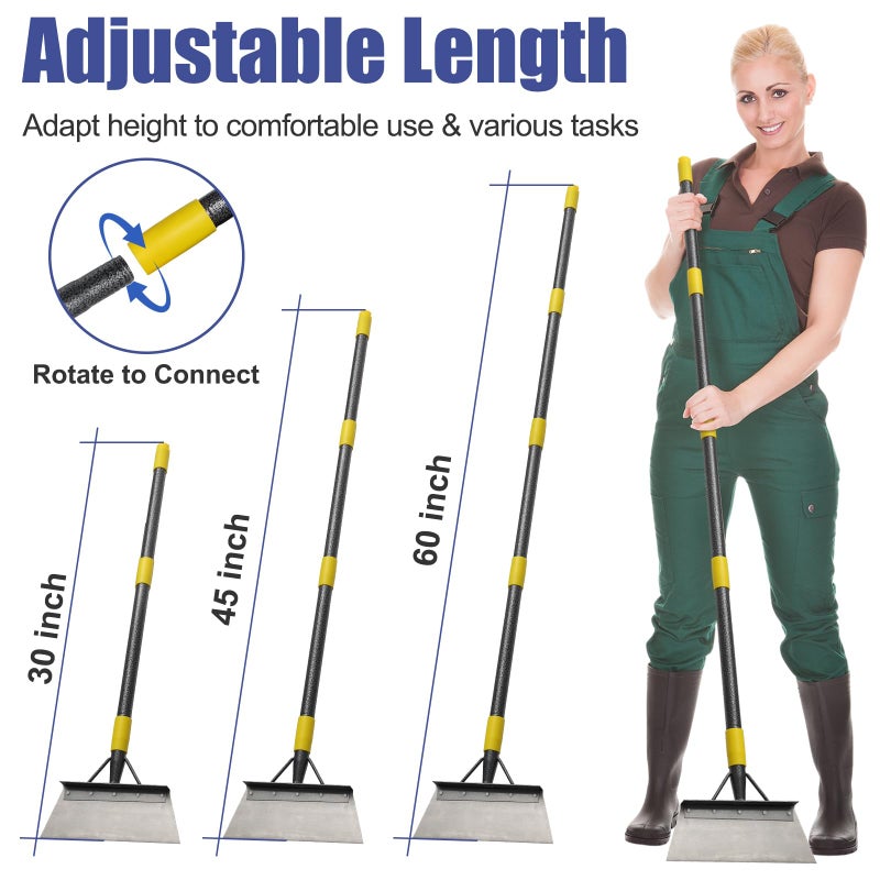 REILEIHODE Garden Shovel: Heavy Duty Ice Scraper with Metal Flat Head, Multifunctional 60in Long Handle Floor Scraper for Breaking Removing Hard Ice on Driveway Walkway Road - Image 3