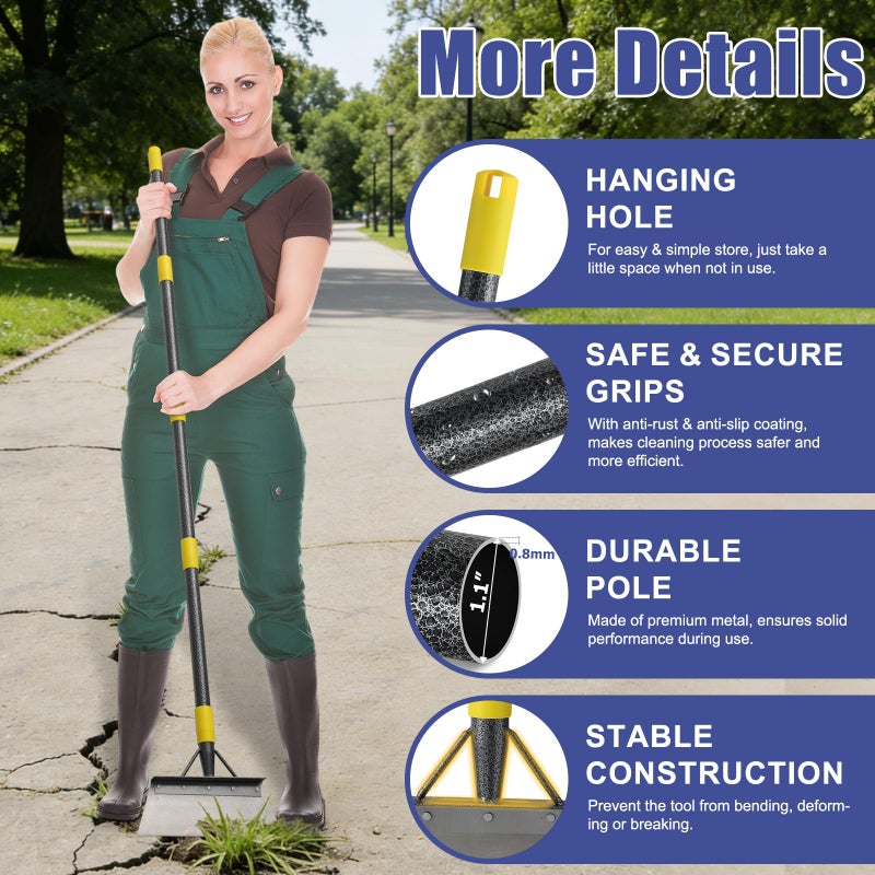 REILEIHODE Garden Shovel: Heavy Duty Ice Scraper with Metal Flat Head, Multifunctional 60in Long Handle Floor Scraper for Breaking Removing Hard Ice on Driveway Walkway Road - Image 5