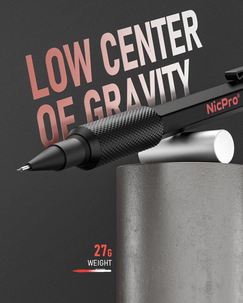 Nicpro 0.5 mm Mechanical Pencil Set with Case, 3PCS MP2000 Metal Artist Mechanical Pencil With 6 Tube HB Lead Refills, Eraser, Weatherproof Barrel for Outdoor Writing Drafting Drawing Sketching - Image 2