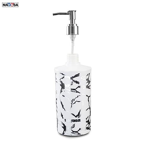 Nayasa Stylo Soap Dispenser Set of 2 | Classy Marble Finish with Foil Print | Liquid Soap Dispenser with Pump | Ideal for Handwash, Shampoo | Stylish & Durable | Perfect for Home, Bathroom | Silver - Image 3