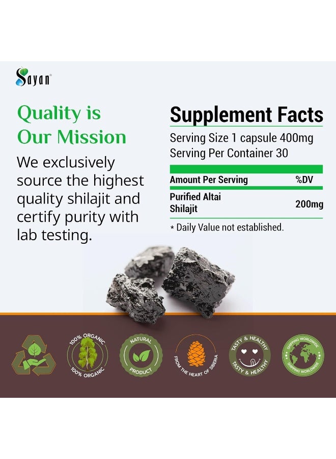 Sayan Pure Shilajit Tablets, 1-2 Month Supply, Organic 60 Drops, Fulvic Acid & Trace Minerals Supplement for Immune Support, Natural Liver Detox, Energy Boost, Genuine Black Resin Mineral Pitch - Image 3