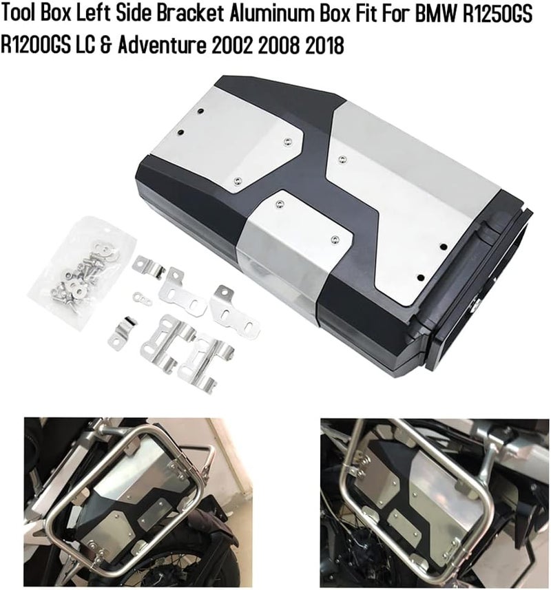 Shkalacar R1250GS Motorcycle Tool Box - Left Side Bracket Aluminum Box for BMW R1250GS R1200GS LC & Adventure - Image 2