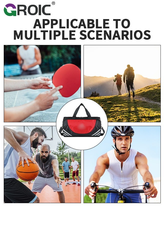 GROIC Sports Gym Bag for Women and Men,Small Sports Duffle Bag with Shoulder Strap and Handbag,Sports Shoulder Bag,Outdoor Large-capacity Travel Bag - Red - Image 5