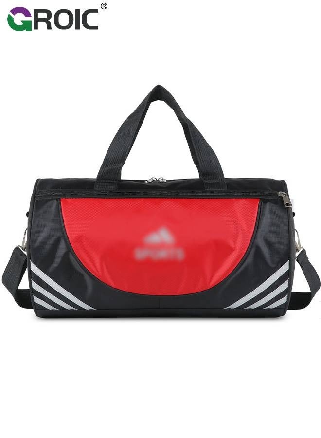 GROIC Sports Gym Bag for Women and Men,Small Sports Duffle Bag with Shoulder Strap and Handbag,Sports Shoulder Bag,Outdoor Large-capacity Travel Bag - Red - Image 1