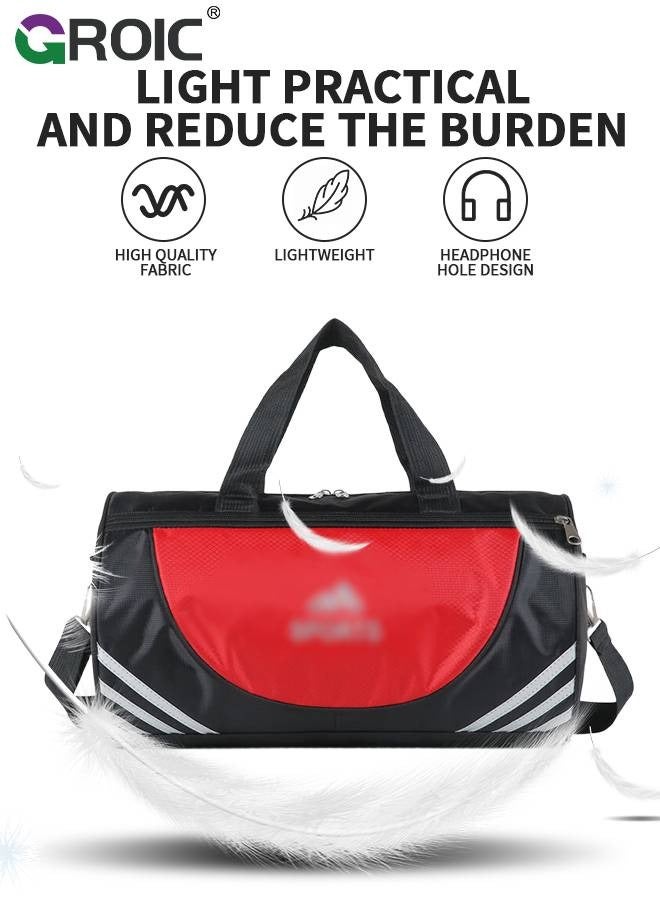 GROIC Sports Gym Bag for Women and Men,Small Sports Duffle Bag with Shoulder Strap and Handbag,Sports Shoulder Bag,Outdoor Large-capacity Travel Bag - Red - Image 2