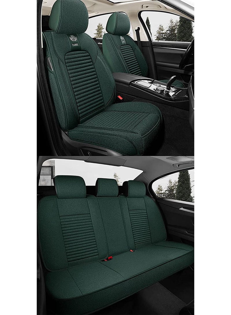LIMOS Car Seat Covers Full Set Universal Flax Spring and Summer Automotive Vehicle Cushion(Green) - Image 2