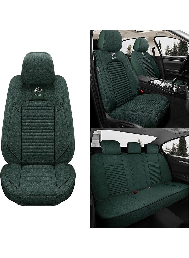 LIMOS Car Seat Covers Full Set Universal Flax Spring and Summer Automotive Vehicle Cushion(Green) - Image 1