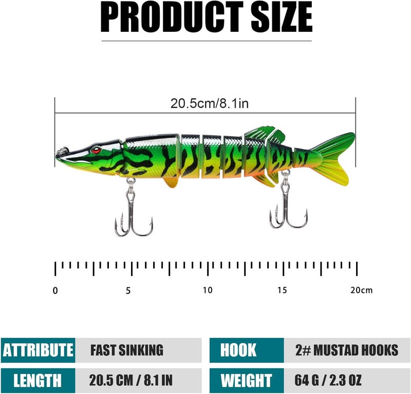 TRUSCEND Easy Catch Swimmax, Magic Noisy Turbulent Wiggling and Vibrating Actions for More Bites, Segmented Swimbait Jointed by Dyneema Strongest Fiber, Lifelike Fishing Lures for Relax Family Fishing - Image 5