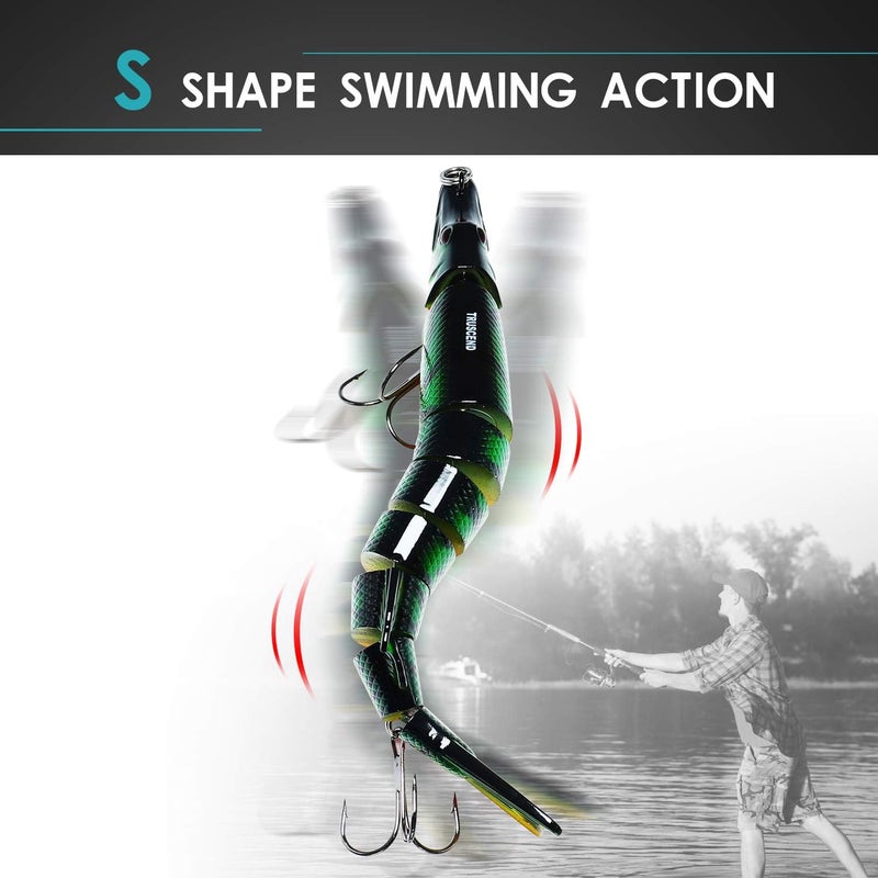 TRUSCEND Easy Catch Swimmax, Magic Noisy Turbulent Wiggling and Vibrating Actions for More Bites, Segmented Swimbait Jointed by Dyneema Strongest Fiber, Lifelike Fishing Lures for Relax Family Fishing - Image 2
