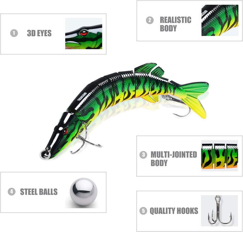 TRUSCEND Easy Catch Swimmax, Magic Noisy Turbulent Wiggling and Vibrating Actions for More Bites, Segmented Swimbait Jointed by Dyneema Strongest Fiber, Lifelike Fishing Lures for Relax Family Fishing - Image 3