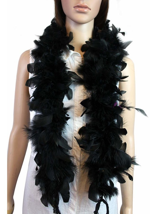 Flydreamfeathers Kids Feather Boa 25 Gram, 4 Feet Long Chandelle Feather Boa, Great Kids Party, Halloween Costume, Christmas Tree, Decoration (Black) - Image 1