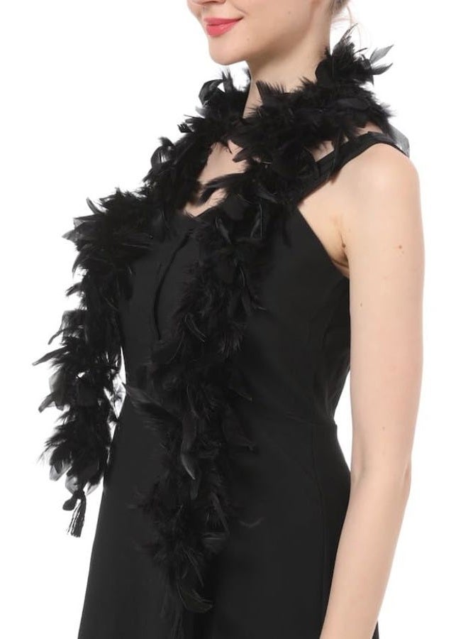 Flydreamfeathers Kids Feather Boa 25 Gram, 4 Feet Long Chandelle Feather Boa, Great Kids Party, Halloween Costume, Christmas Tree, Decoration (Black) - Image 4