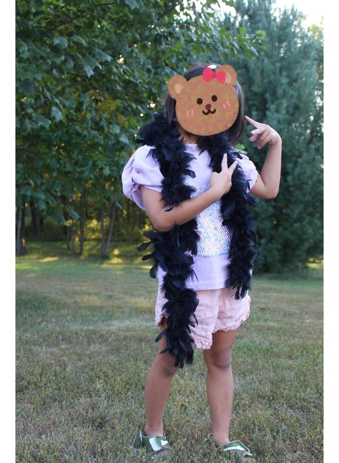 Flydreamfeathers Kids Feather Boa 25 Gram, 4 Feet Long Chandelle Feather Boa, Great Kids Party, Halloween Costume, Christmas Tree, Decoration (Black) - Image 2