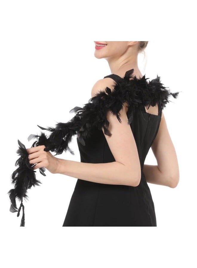 Flydreamfeathers Kids Feather Boa 25 Gram, 4 Feet Long Chandelle Feather Boa, Great Kids Party, Halloween Costume, Christmas Tree, Decoration (Black) - Image 3