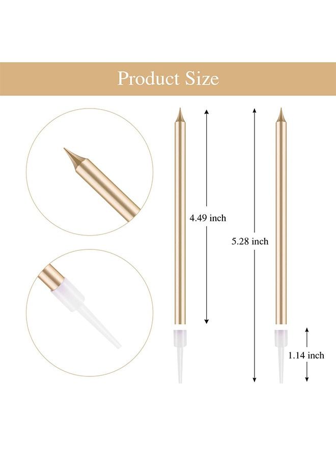 12 Pcs Electroplate Birthday Candles Set, Bio Degradable Long Thin Candles with Holders, Party Candles for Birthday Cakes Cupcake (Gold+Pink)  - Image 2