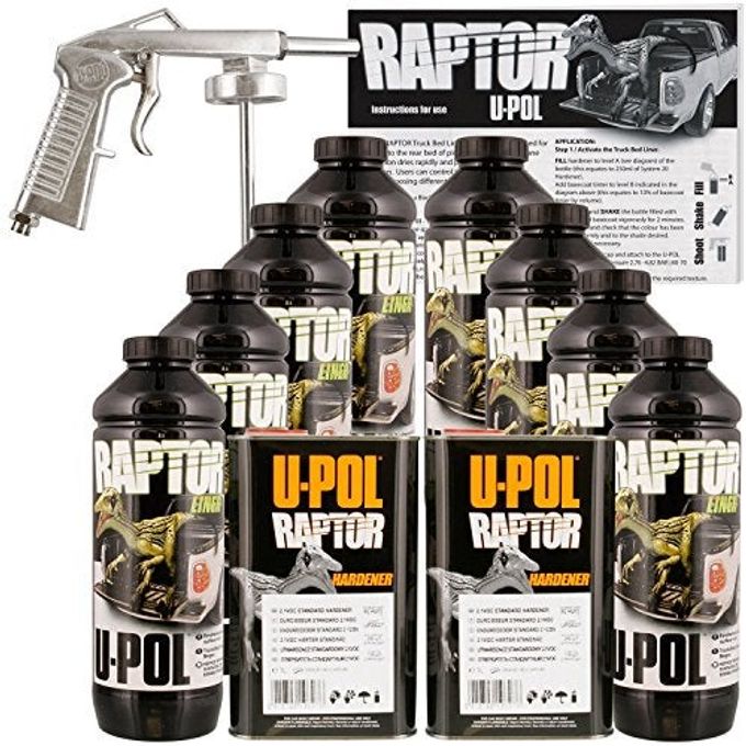 U-POl Raptor Black Urethane Spray-On Truck Bed Liner Kit W/Free Spray Gun, 8 Liters - Image 3