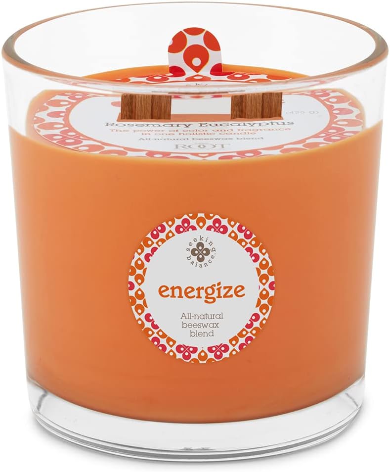 Root Candles Seeking Balance Wood Wick Spa Candle Aromatherapy Candles, 12-Ounce, Energize: Rosemary Eucalyptus