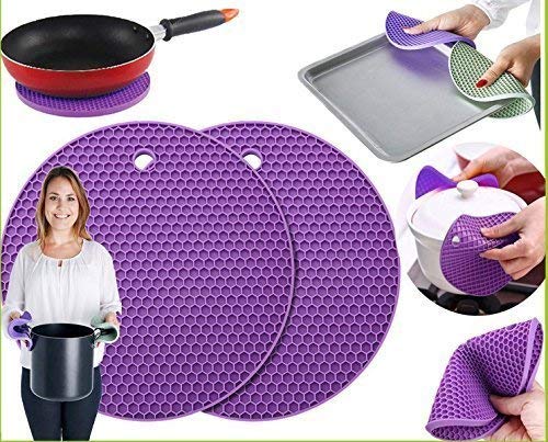Instakart Silicone Anti Hot Heat Resistant Pot Holder Disc Pads Car Dashboard Anti-Slip-Resistant Pad Dining Table Mat Place mat Coasters, Random Colors (Qty 2) - Image 2