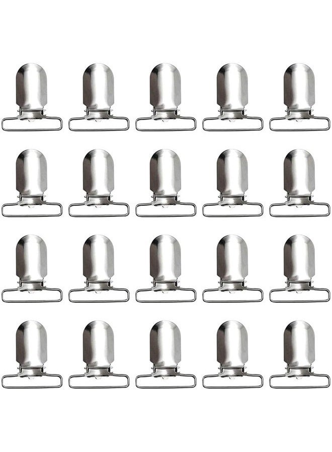 RayTour 20 Pieces 1.25 inch / 32mm Suspender Clips Heavy Duty Metal Pacifier Clips for Making Pacifier Holders Bed Sheet Fasteners Straps Bib Clips Toy Holder Silver Color - Image 1