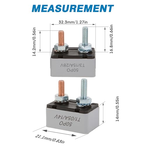 GLOSO E536 Stud Type Circuit Breakers, No Bracket, Manual Reset (T3) - 1 Pack (15A) - Image 2