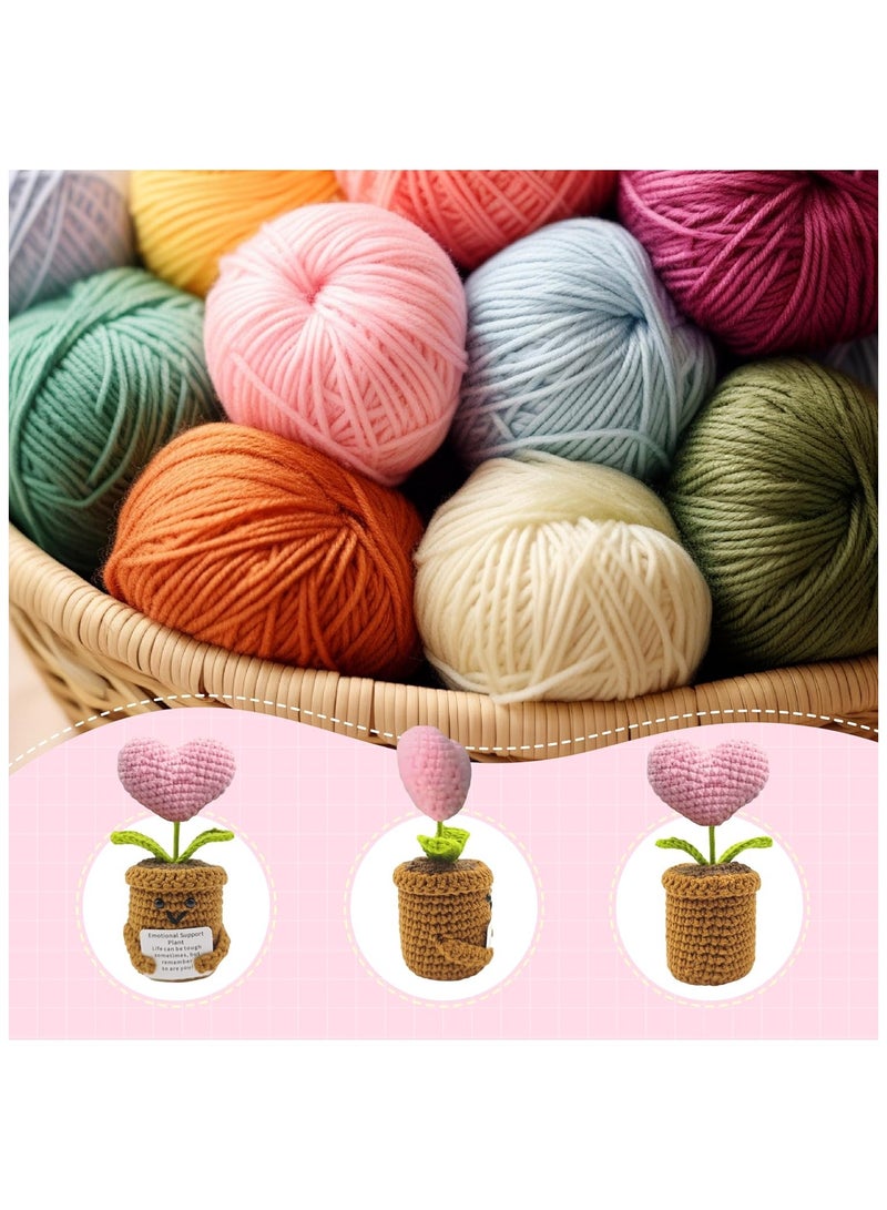 نبات القلب الوردي الإيجابي 5 بوصة دمية الصوف المنسوجة اليدوية المصنوعة مع بطاقة إيجابية لتشجيع الهدايا الدعم العاطفي دمية القلب للكروشيك لهدايا عيد الميلاد ديكور المنزل - Image 3