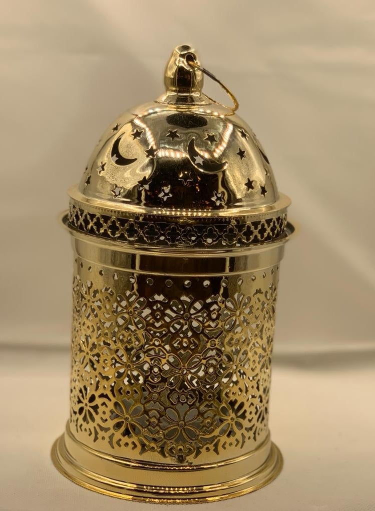 فانوس رمضان علبة فولاذية باللون الذهبي
