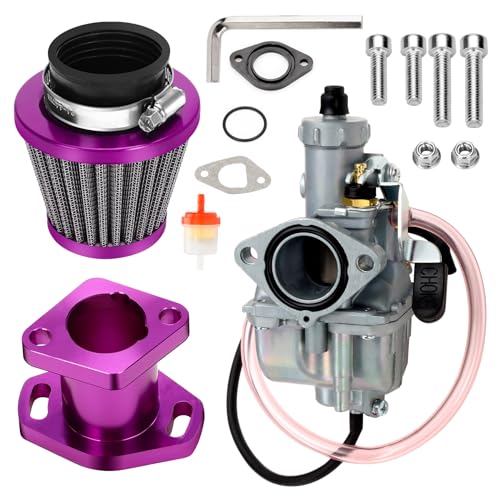 FVRITO VM22 26mm Carburetor Mini Bike Carb Kit for Predator 212 196cc 212cc Ghost 224cc 65HP Non Hemi Coleman CT200U CT200UEX BT200X KT196 Go Kart Baja Warrior GX160 GX200 Upgrade Stage 1 Kit Purple - Image 1