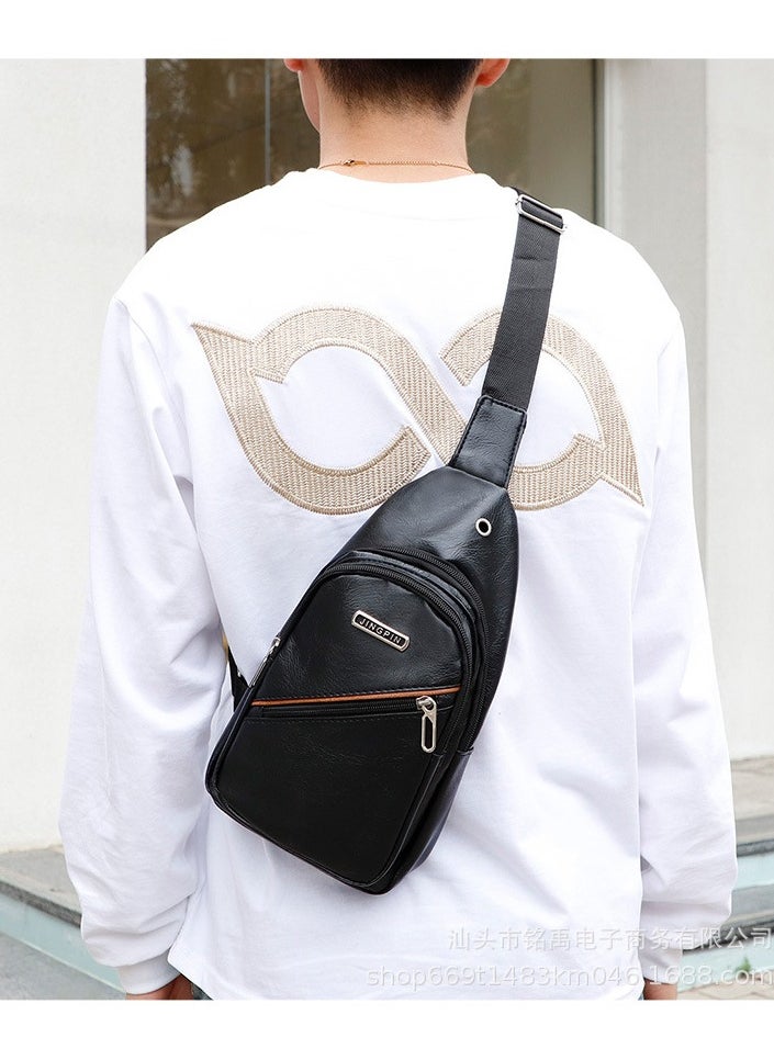 Kiffiyeh Trendy Men's PU Soft Leather Sling Bag Crossbody Bag, Fit 9.7" IPAD, Perfect For Casual, Hiking Walking Travel, Cycling And Outgoing.  - Image 3