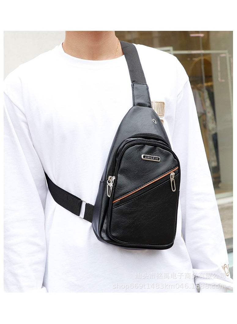 Kiffiyeh Trendy Men's PU Soft Leather Sling Bag Crossbody Bag, Fit 9.7" IPAD, Perfect For Casual, Hiking Walking Travel, Cycling And Outgoing.  - Image 2