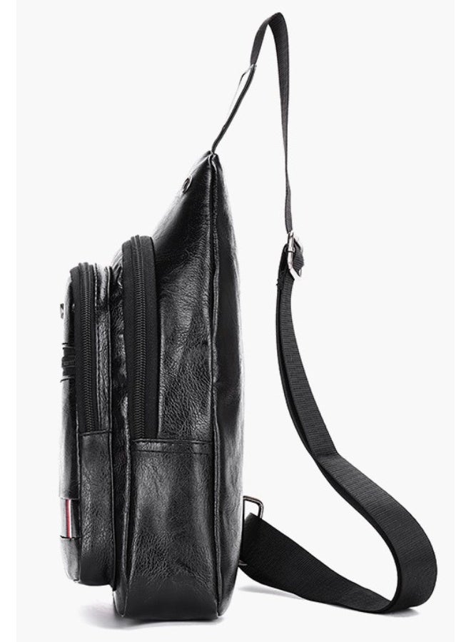 كيفية حقيبة كروس بودي عصرية للرجال مصنوعة من الجلد الناعم من البولي يوريثان، تناسب جهاز آيباد مقاس 9.7 بوصة، مثالية للارتداء في الهواء الطلق والمشي لمسافات طويلة والسفر وركوب الدراجات والخروج. - Image 5