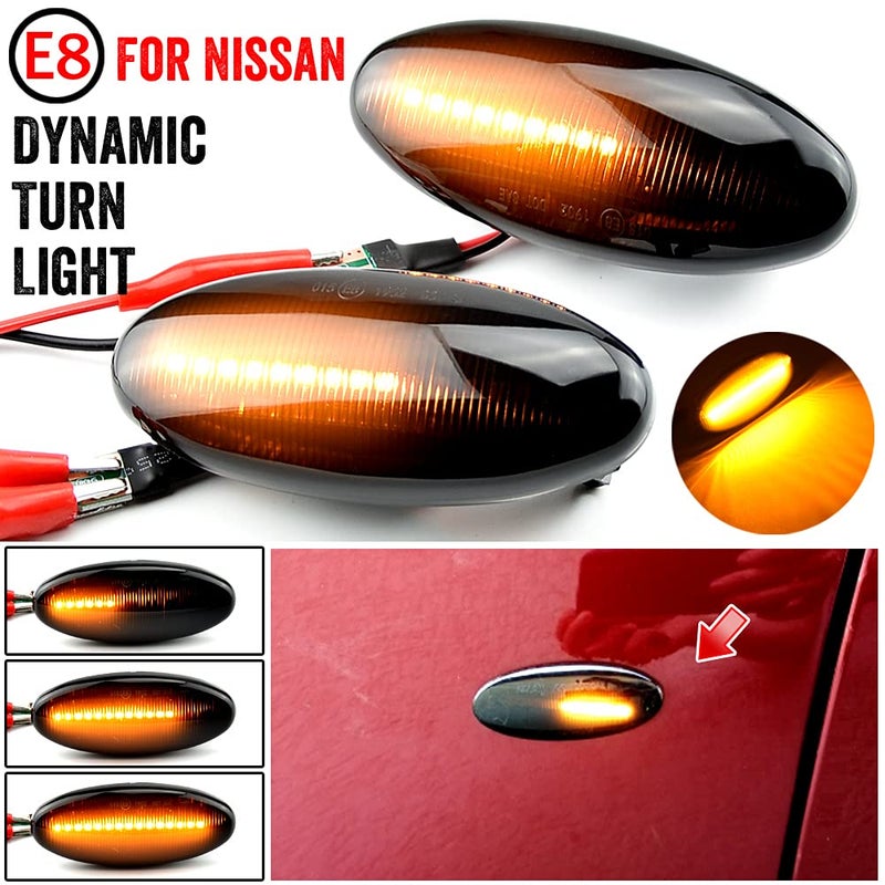 زوج من أضواء العلامات الجانبية الديناميكية LED للواجهة الأمامية لسيارات نيسان نافارا D22 NP300 - Image 3