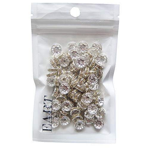 RUBYCA 100pcs 10mm A+++ Round Rondelle Spacer Charm Beads Silver Tone Light Yellow Czech Crystal - Image 2