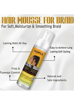 Goiple Braid Foam for Braids, Twists, Locs - No Flake Extra Hold & High Shine - Lightweight Mousse Moisturizes & Styles Hair - 8fl oz  - Image 3