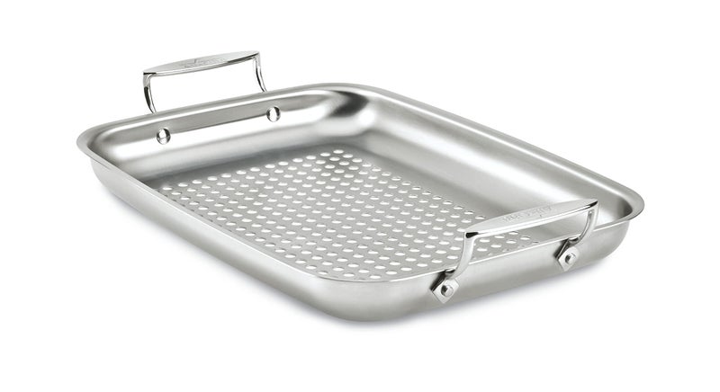 All-Clad AllClad Outdoor Stainless Steel Roaster 15x11 Inch Oven Broiler Safe 700F Roaster Pan Pots and Pans Cookware Silver 