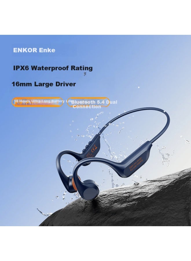 Enkor X9 Air Bone Conduction Bluetooth Earphones Sports Outdoor Cycling Fitness Open-ear Hook Ipx6 Waterproof Sweatproof Wireless Non-in-ear Marathon Running Blue Flame Orange - Image 1