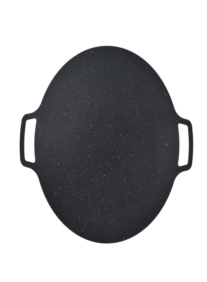 Korean BBQ Grill Pan Iron Nonstick Heat Resistant Round Grilling Tray for Pork Belly Pancakes30cm/11.81in - Image 2