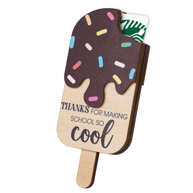 KATINAT Ice Cream Teacher Appreciation Gift Card Holder, Teacher Appreciation Gifts for Women, 5-Layered Wooden Thank You Gift Card Holders, End of Year Preschool Middle School High School Back to School - Image 1