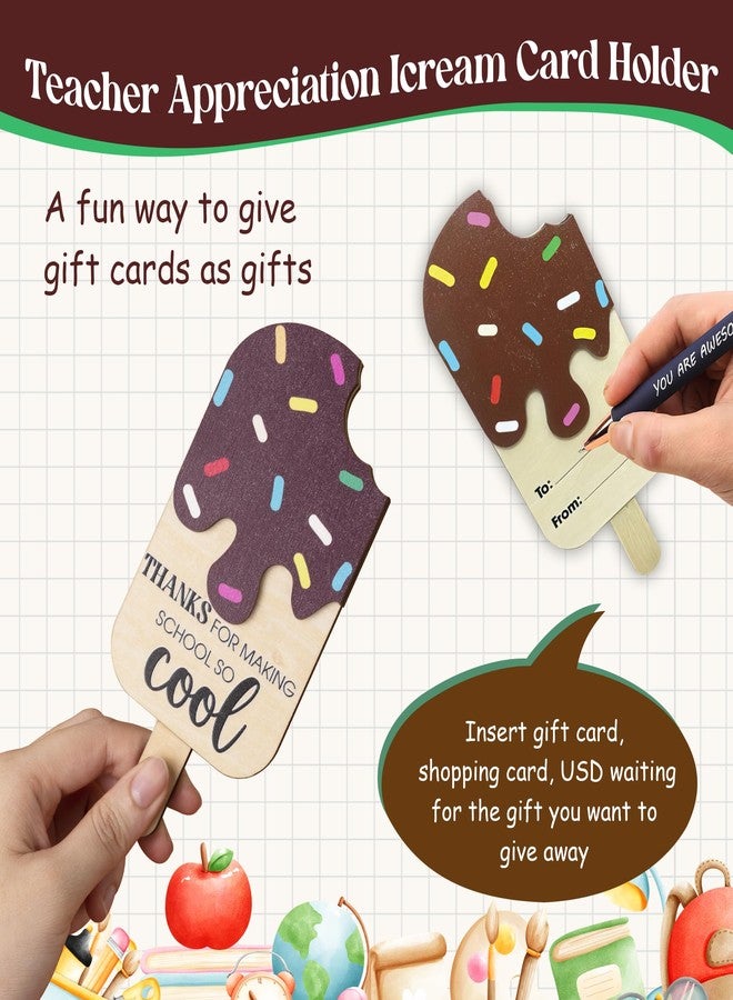 KATINAT Ice Cream Teacher Appreciation Gift Card Holder, Teacher Appreciation Gifts for Women, 5-Layered Wooden Thank You Gift Card Holders, End of Year Preschool Middle School High School Back to School - Image 5