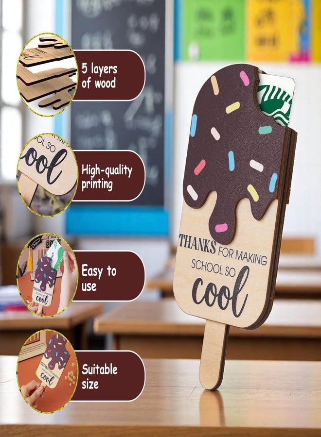 KATINAT Ice Cream Teacher Appreciation Gift Card Holder, Teacher Appreciation Gifts for Women, 5-Layered Wooden Thank You Gift Card Holders, End of Year Preschool Middle School High School Back to School - Image 3