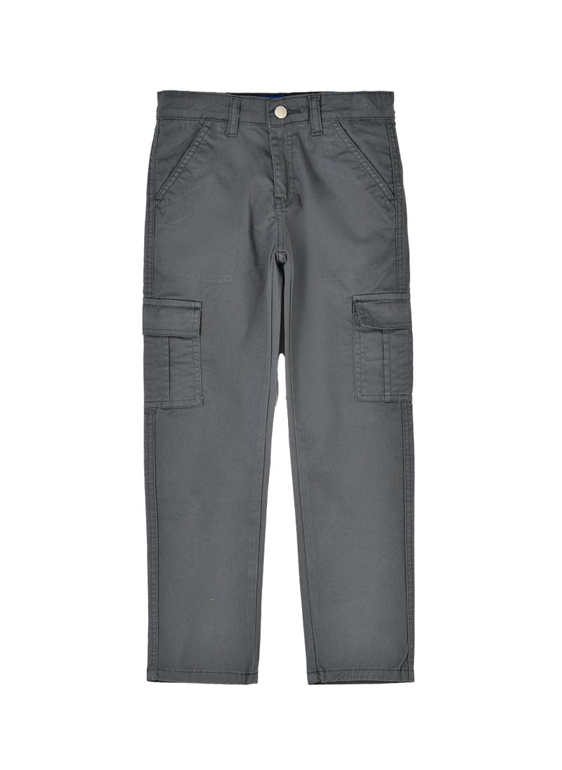 JAM - Boys Cargo Pants with Side Pockets - Dark Grey - Image 1