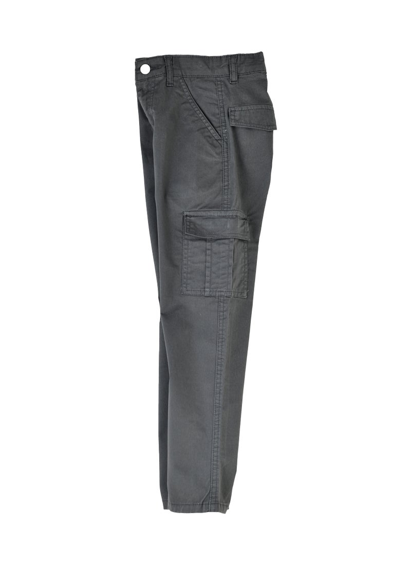 JAM - Boys Cargo Pants with Side Pockets - Dark Grey - Image 1