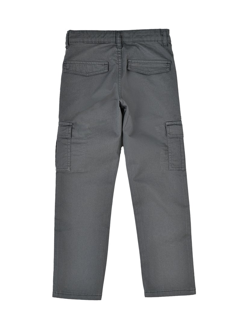 JAM - Boys Cargo Pants with Side Pockets - Dark Grey - Image 1