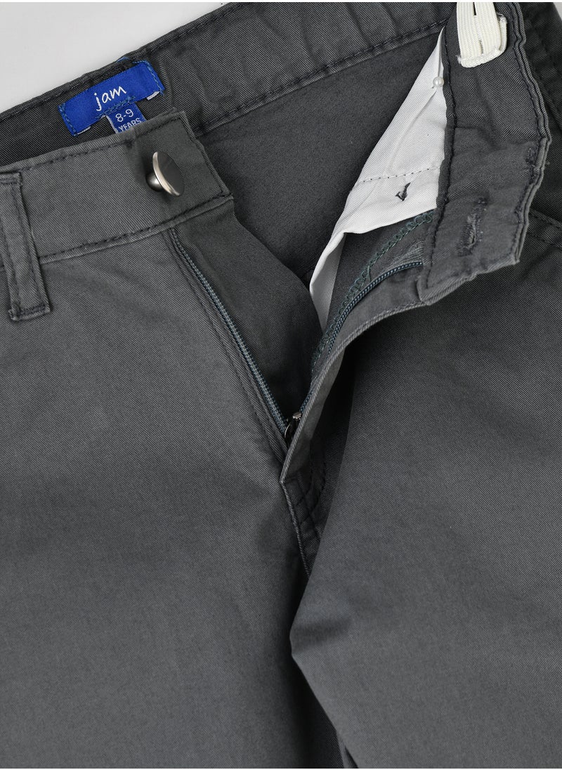 JAM - Boys Cargo Pants with Side Pockets - Dark Grey - Image 1