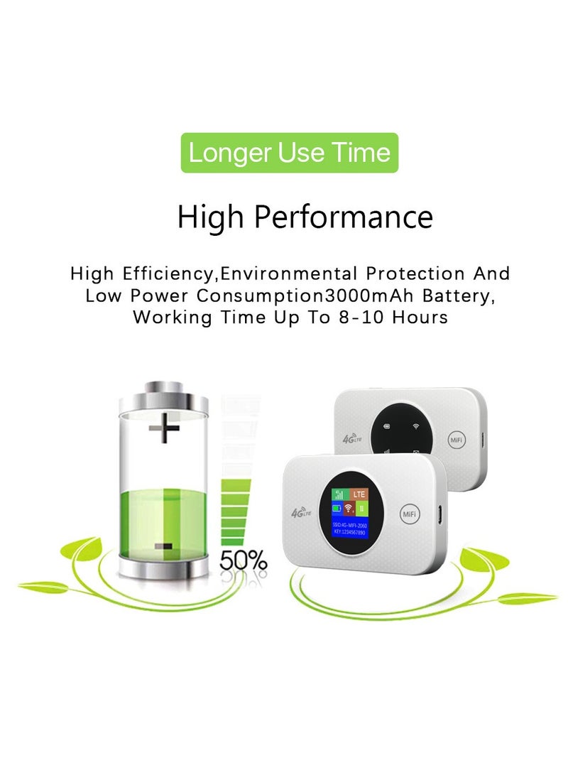 عام نقطة اتصال Wi-Fi محمولة، راوتر سفر محمول بسرعة 150 ميجابت في الثانية مع دعم لـ 10 مستخدمين متزامنين، جهاز Wi-Fi جيب 4G ببطارية 3000 مللي أمبير للاستخدام المنزلي والإنترنت أثناء السفر. (الإصدار الأوراسي: B1/B3/B5/B7/B8/B20/B40/B41) - Image 3