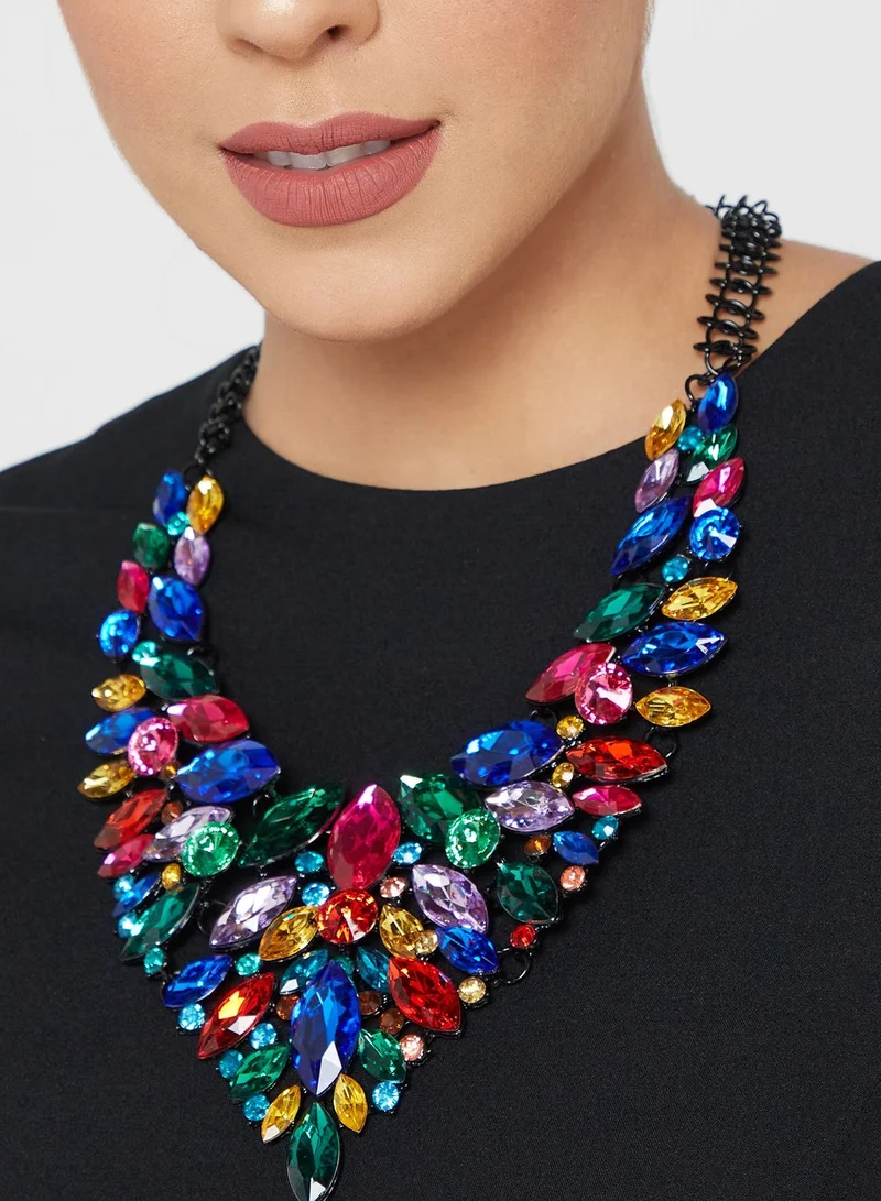 Khizana Teardrop Matt Mult-Colour Stone Necklace